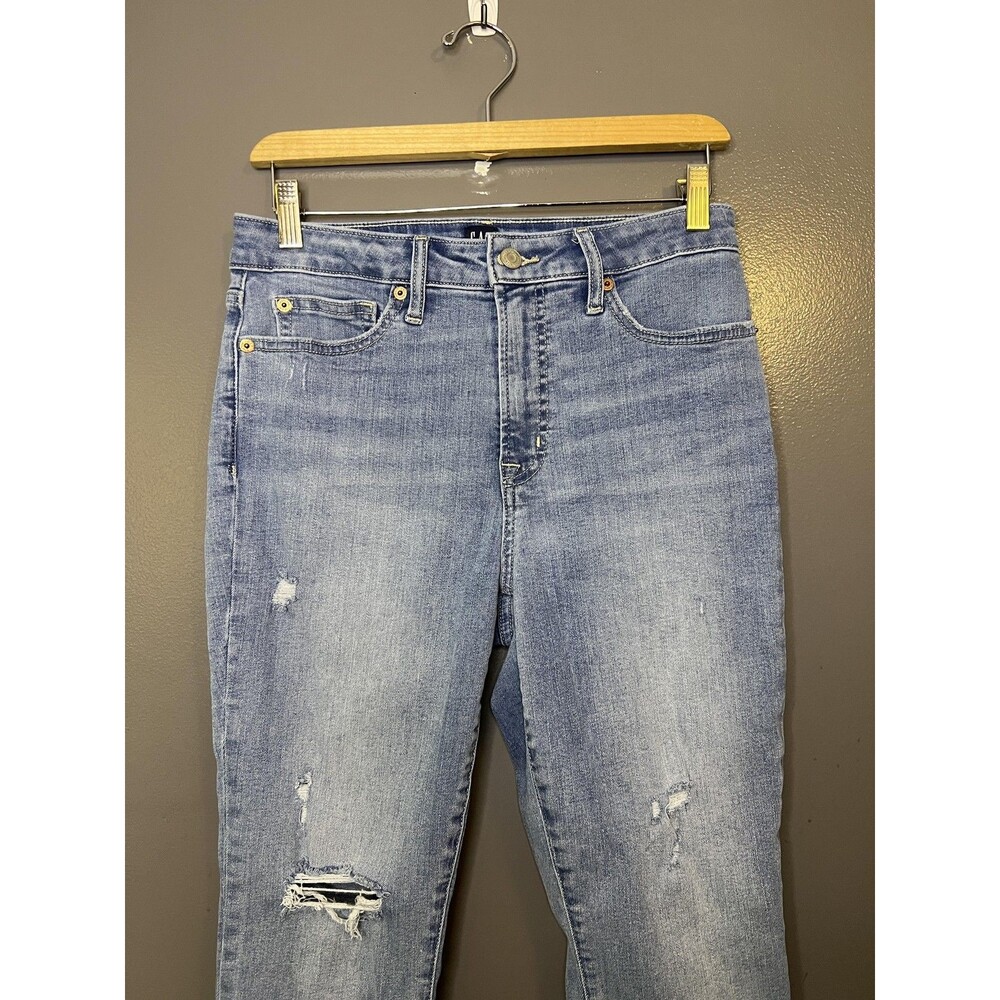 Gap Curvy True Skinny Jeans Womens 8P Light Wash High Rise Distressed Denim
